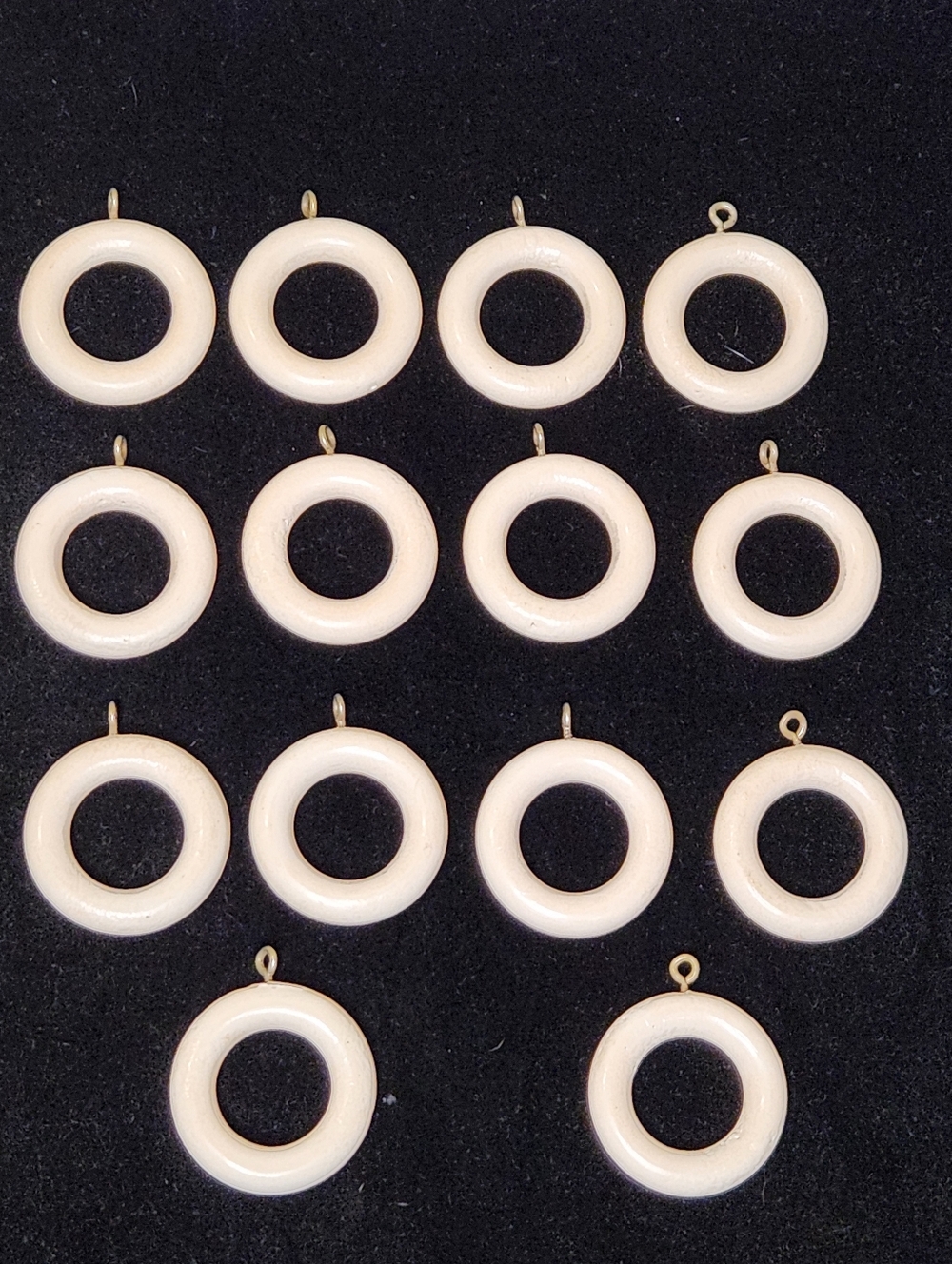 14 Vintage Cream Wooden Curtain Drapery Round Rings Metal Eyelets 2 ”